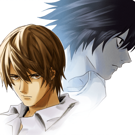 Artwork of Light and L from Death Note.